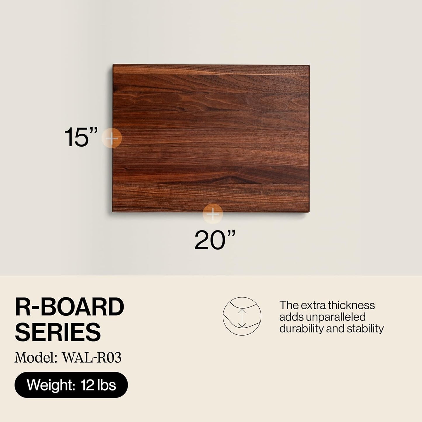 John Boos R-Board Series Rectangular Wooden Maple Cutting Board 20”x15” – 1.5” Thick, 12-lb Reversible Butcher Block with Edge-Grain & Finger Grips – Made in the USA