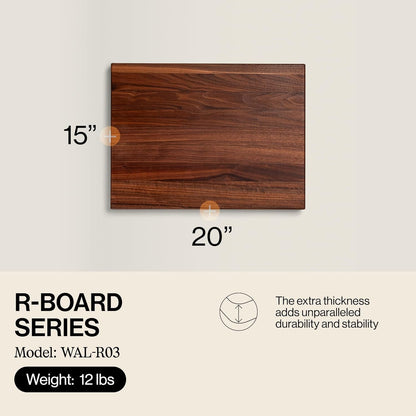 John Boos R-Board Series Rectangular Wooden Maple Cutting Board 20”x15” – 1.5” Thick, 12-lb Reversible Butcher Block with Edge-Grain & Finger Grips – Made in the USA