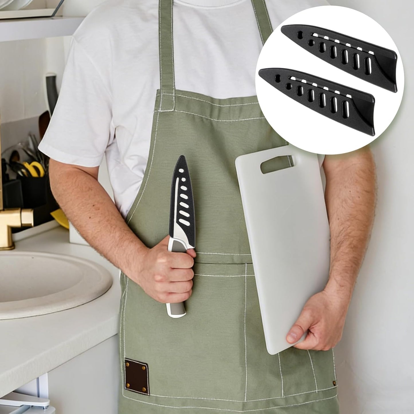 2 PCS Black Knife Sheaths for Kitchen Knives, Safety Knifes Cover Sleeves Universal Plastic Knifes Sheath Portable Blade Protector for 3.9 Inch Paring Knife, Paring Utility Bread Chef