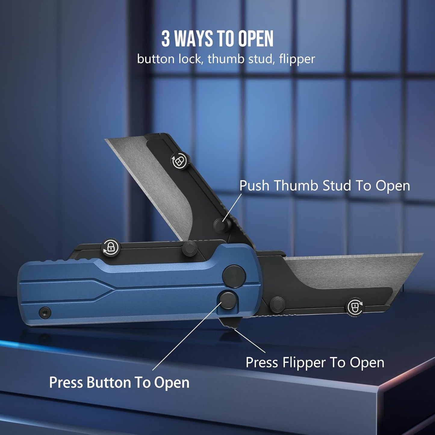 OKNIFE U1 Ultra Titanium Pocket Folding Utility Knife w/Ceramic Blade, Button Lock EDC Box Cutter with Clip for Men Women