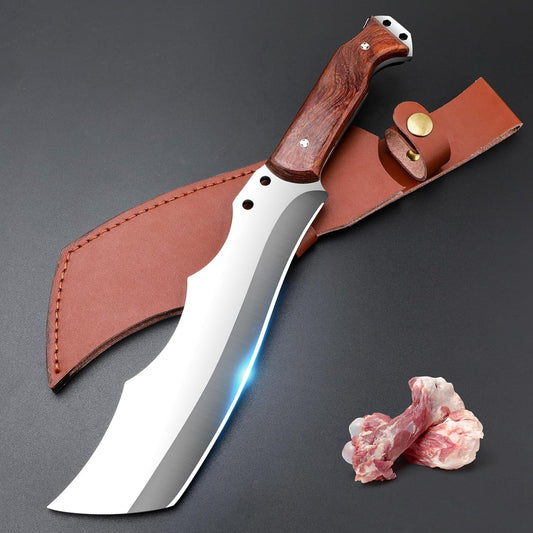 Meat Cleaver Heavy Duty Butcher Full Tang Knife with Sheath,Chef's Knives,Vegetable Cleaver Knife Chopper,Machete for Kitchen Outdoor Camping BBQ (Mix-Large)