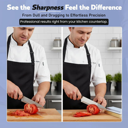 Premium Knife Sharpening Stone Set – Dual Grit Whetstones (400/1000 & 3000/8000), Leather Strop, Flattening Stone, Bamboo Base, Non-Slip Bases & Angle Guide for Kitchen, Chef & Hunting Knives