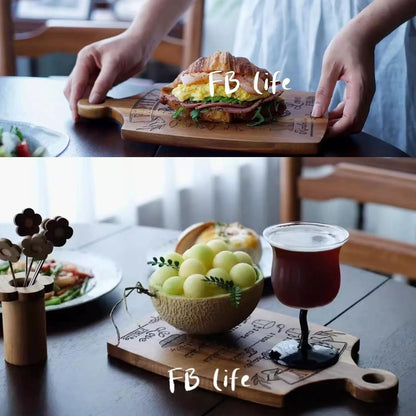 Wood Cutting Boards for Kitchen,End Grain Retro Cutting Board with Handle, Charcuterie Butcher Block for Meal Prep,Decoration & Serving