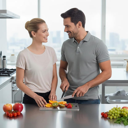 Set of 3 Stainless Steel Cutting Boards, Double Sided, for Kitchen Use, Perfect for Meat, Fruits and Vegetables (Assorted Sizes)