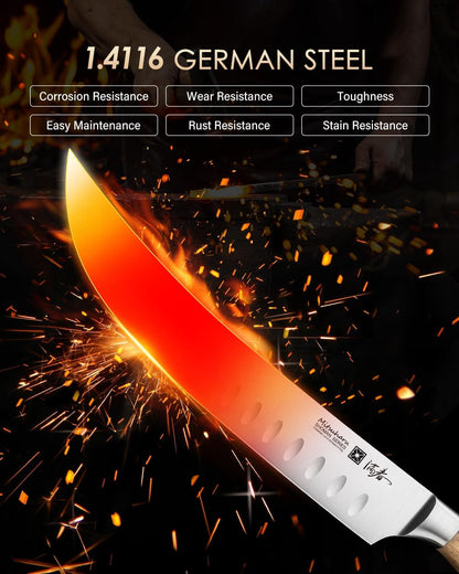Mitsuharu 6" Fillet Knife for Meat Cutting, SHOMAN Series Sharp Boning Knife with Olive Wood Handle, German Steel Fillet Knife, Super Sharp for Lamb Pork Shoulder Fish
