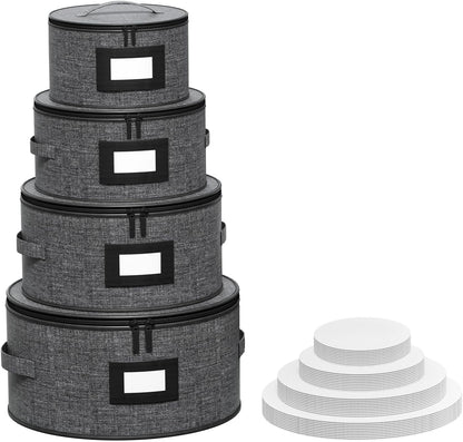Aokeyee 2-Pack Silverware Storage Box, Sturdy Flatware Organizer with 5 Compartments & Adjustable Dividers, Utensil Case with Clear Lid & Handle for Knives, Forks & Spoons, Gray