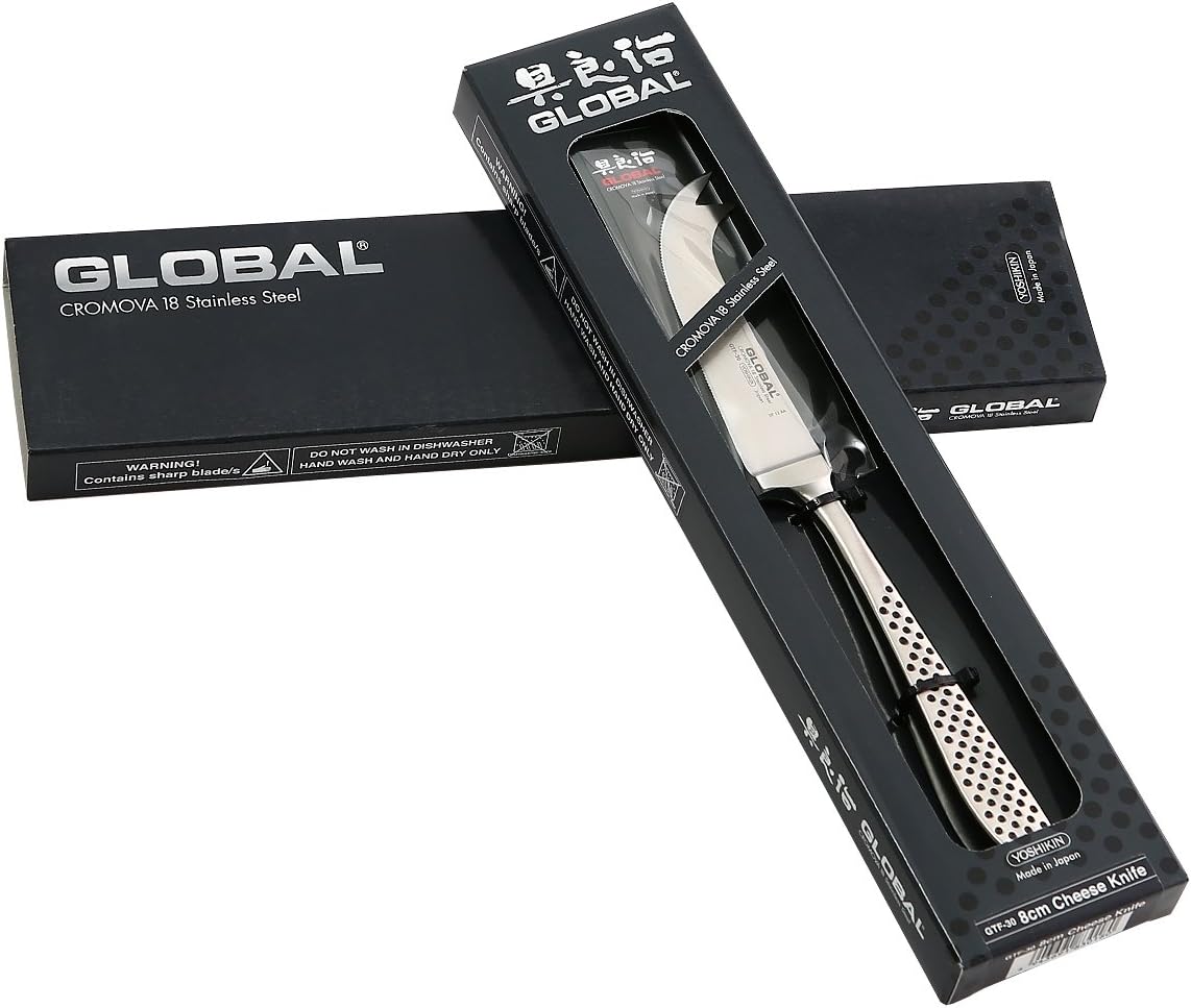 Global 3 inch Pronged Cheese Knife - Fork Tipped Spear, Narrow Blade, Lightweight Japanese Stainless Steel, Razor Sharp Edge, Made in Japan, GTF-30