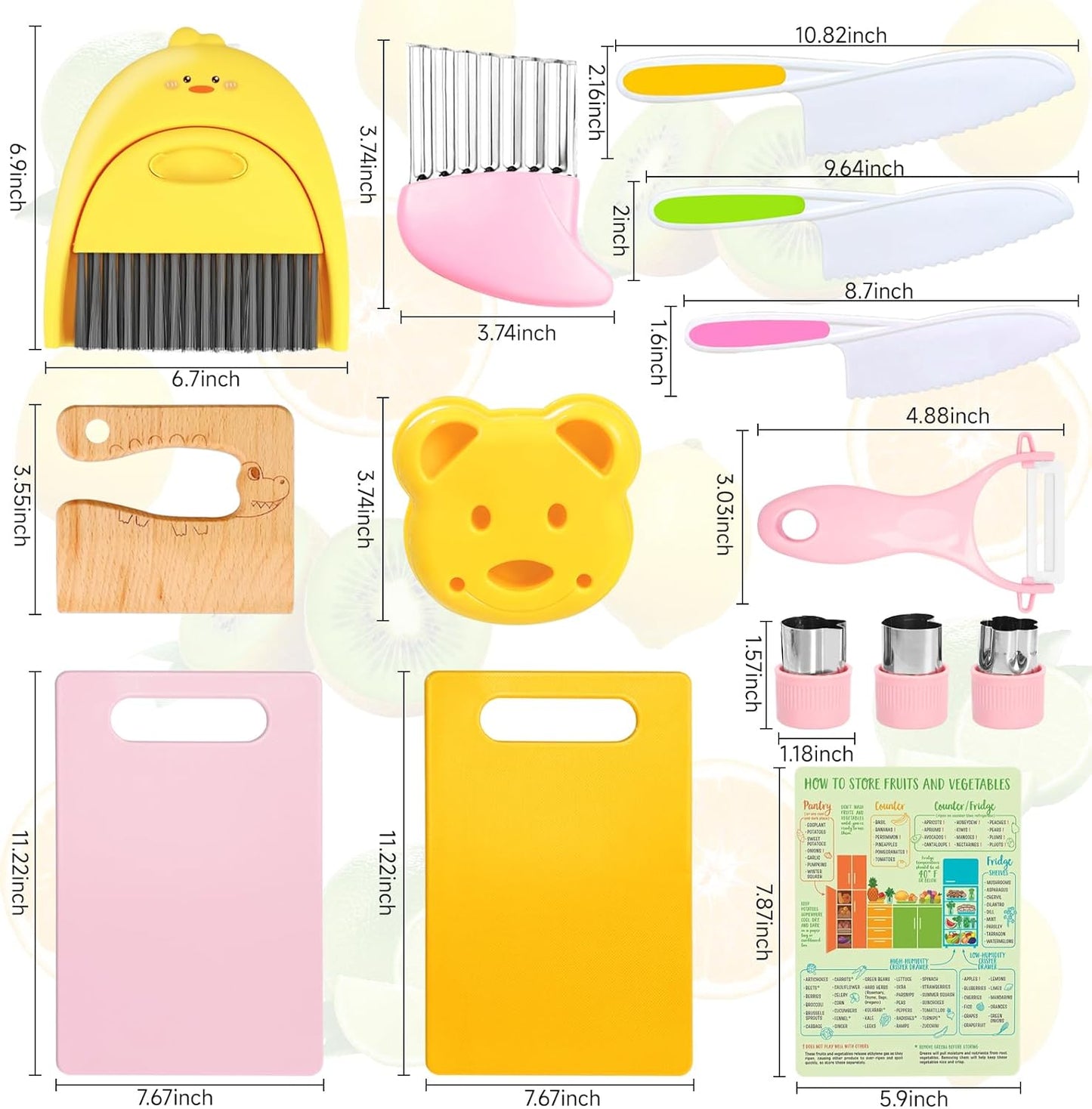 Suhctuptx Toddler Knife Set, Kids Knife Set for Real Cooking, Kid Safe Knives with Cutting Board Crinkle Cutters Montessori Kitchen Toys, Toddler Girl Gifts Age 3 4 5 6 7 8 Year Old
