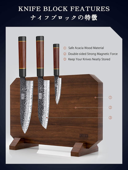 HOSHANHO 5 Pieces Knife Set, Japanese High Carbon Steel Kitchen Knife Sets, Professional Ultra Sharp Chef Knives Set with Ergonomic Rosewood Handle