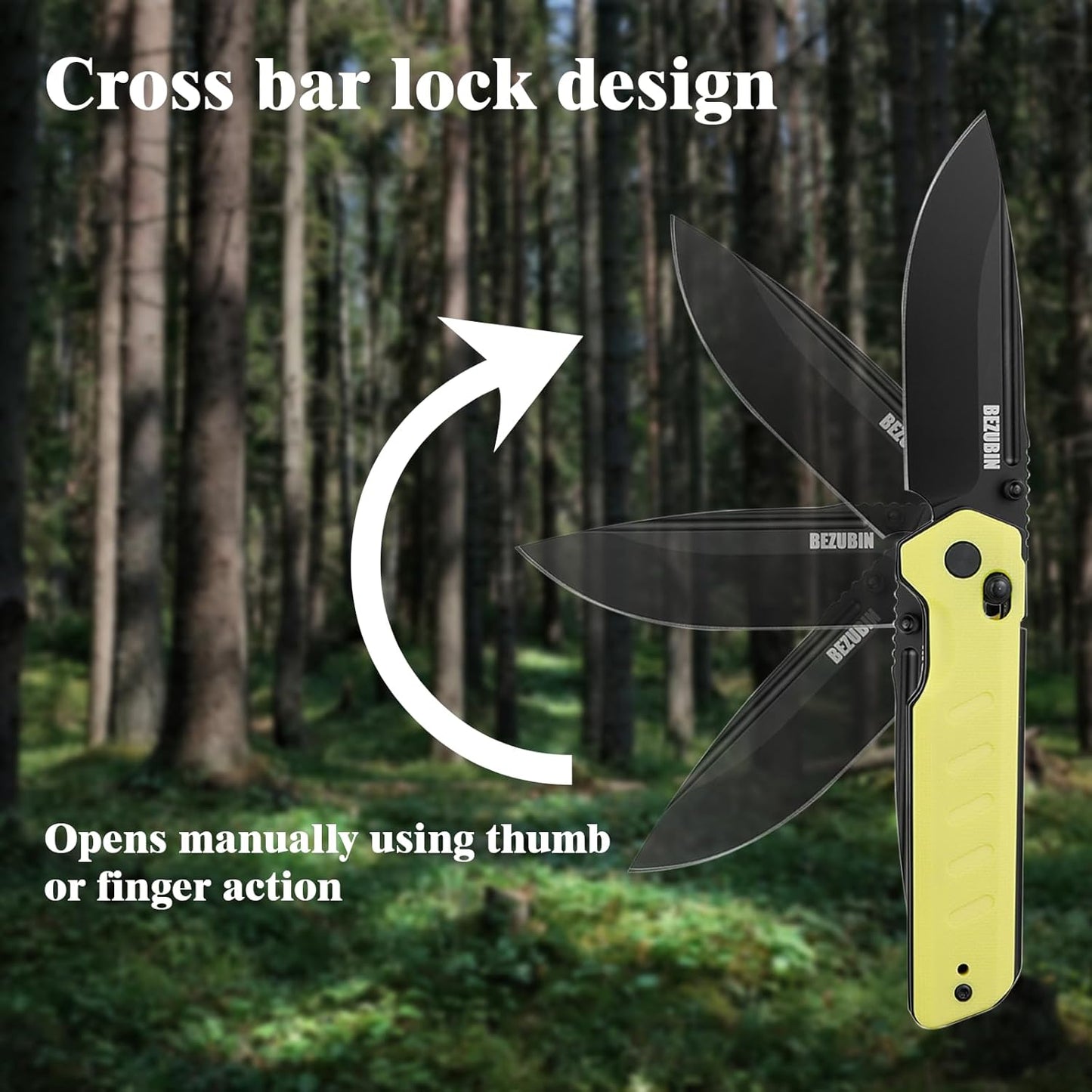 Folding Pocket Knife 3.25" VG10 Blade EDC Folding Knife with Safety Axis Lock Black G10 Handle Hunting Camping Knife with Thumb Stud Opener