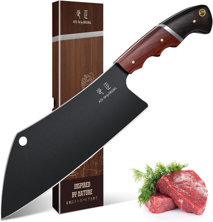 DRGSKL Boning Knife 7 inch - Brisket Trimming Knives for Meat Cutting, Black Butcher Slicing Knives with Full Tang Handle, Kitchen Fillet Knife for Birthday Dad Mom Gift