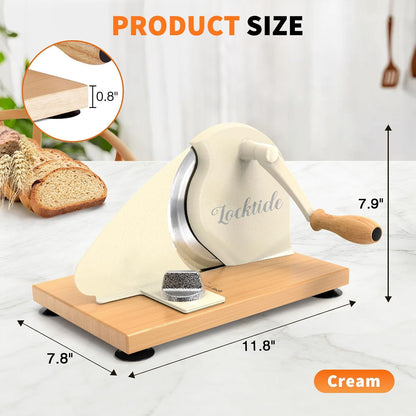 Upgrade Manual Bread Slicer for Homemade Sourdough - Adjustable Thickness & Evenly Slice, Bread Slicer with Scale Lines, Hand Crank, Suction Cups and Bread Guide for Sandwiches, Toast, Bagel, Baguette