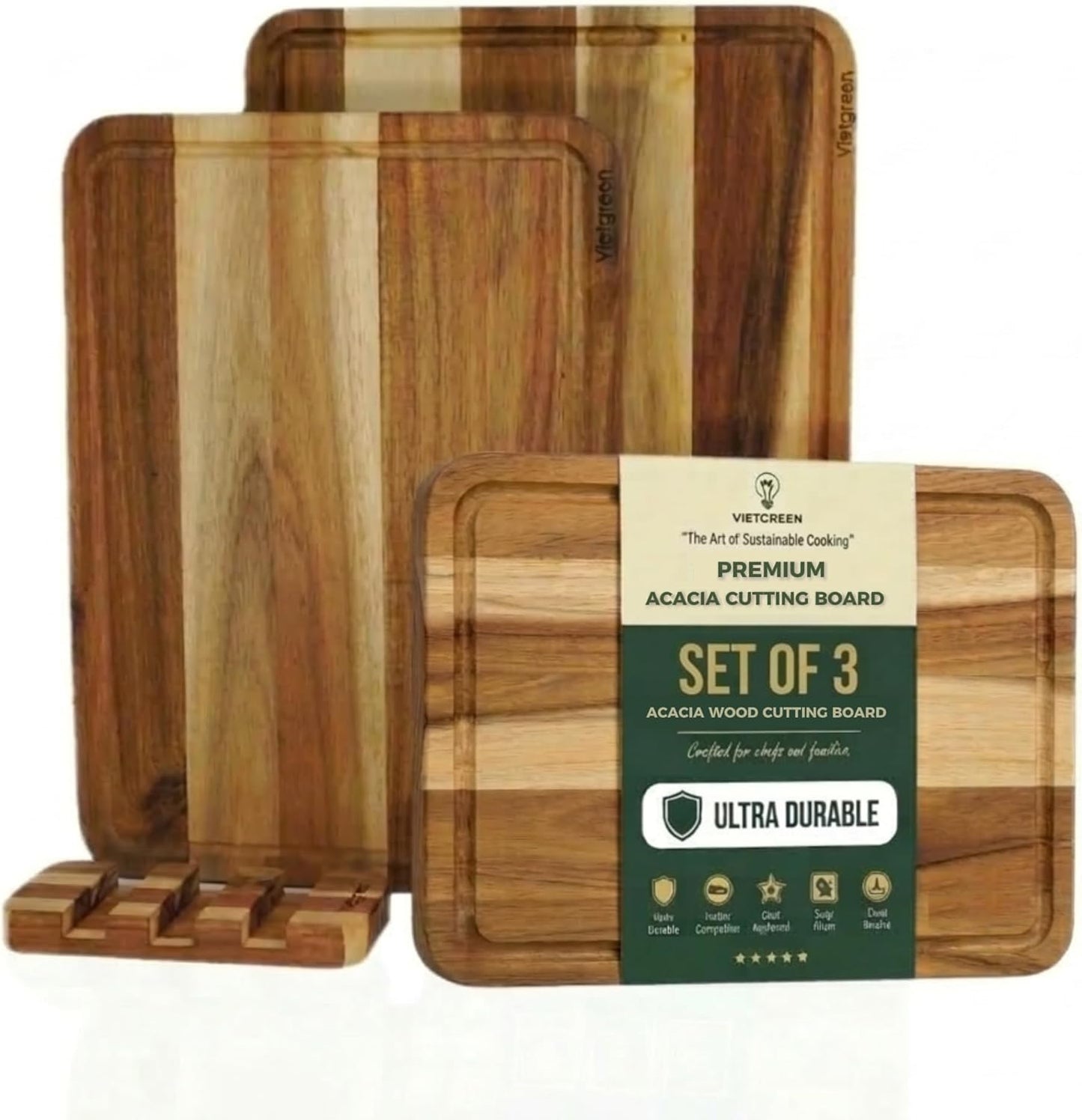 Teak Cutting Board - End Grain Butcher Block, 20 x 14 x 1.5 Inch Large Wood Board with Juice Groove & Side Handles, Extra Thick Carving Board for Meat Prep, BBQ & Charcuterie