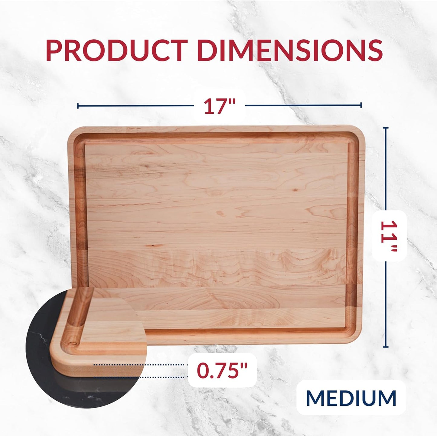 Made in USA Black Walnut Wood Cutting Board by Virginia Boys Kitchens - Butcher Block Wooden Carving Board with Juice Well made from Sustainable Hardwood (17x11)