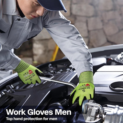 Schwer ProGuard High Level Cut Resistant Work Gloves PR3326 for Extreme Protection，ANSI A9 Cut Gloves with Reinforced Thumb, Non Slip, Breathable, Durable, Touch-screen, Black 1 Pair（XL）