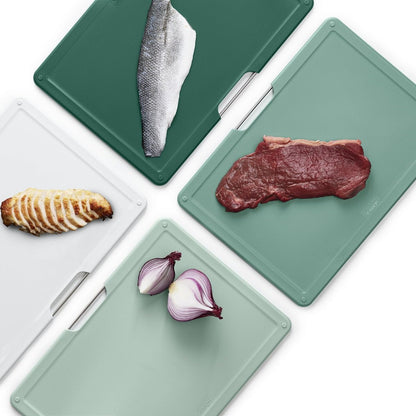 Joseph Joseph Folio 4-Piece Colour coded Cutting Board Set, Slimline case for organized Kitchen storage, Graphite