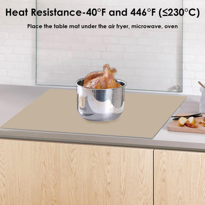 Extra Large Dark Green Countertop Mat - Silicone Table Kitchen Desk Mat - Non-Slip & Heat Resistant - Dinner Placemat Pastry Dough Rolling Mat - Colors B