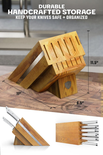 Dalstrong 18-Piece Gladiator Colossal Knife Block Set — German High-Carbon Steel, Full-Tang, Hand-Sharpened — For Home Chefs, Wedding Registries & Serious Kitchens — Acacia Wood Block, NSF Certified