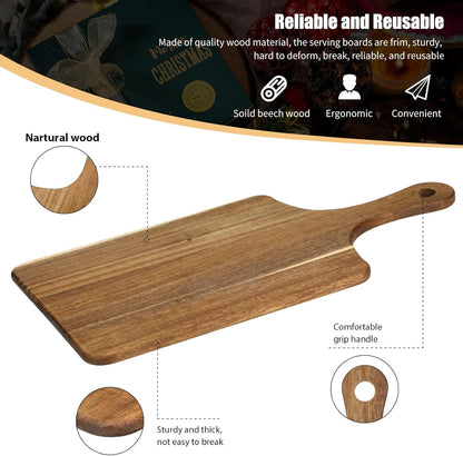 Didaey 6 Pcs Cutting Board Bulk Kitchen Thicken Chopping Platter with Handles Wooden Charcuterie Serving Trays Blank Wood Boards for Engraving Wedding Housewarming(Acacia Wood,11 x 5 Inch)