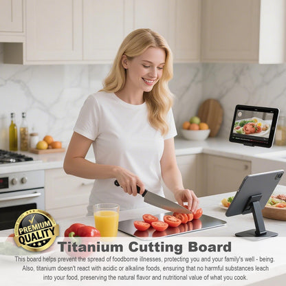 Titanium Cutting Board Set of 3, 100% Pure Titanium Cutting Boards for Kitchen, Non Toxic, Double-Sided Food Grade Chopping Board for Outdoor Camping, Dishwasher Safe