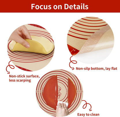 Silicone Baking Mat, Non Stick Pastry Mat Sheet for Dough Rolling, Nonslip Fondant/Pie Crust Mat, Counter Mat Oven Liner Mat for Making Cookies Macarons Bread Baking Supplies Extra Large 26 x 16 Inch