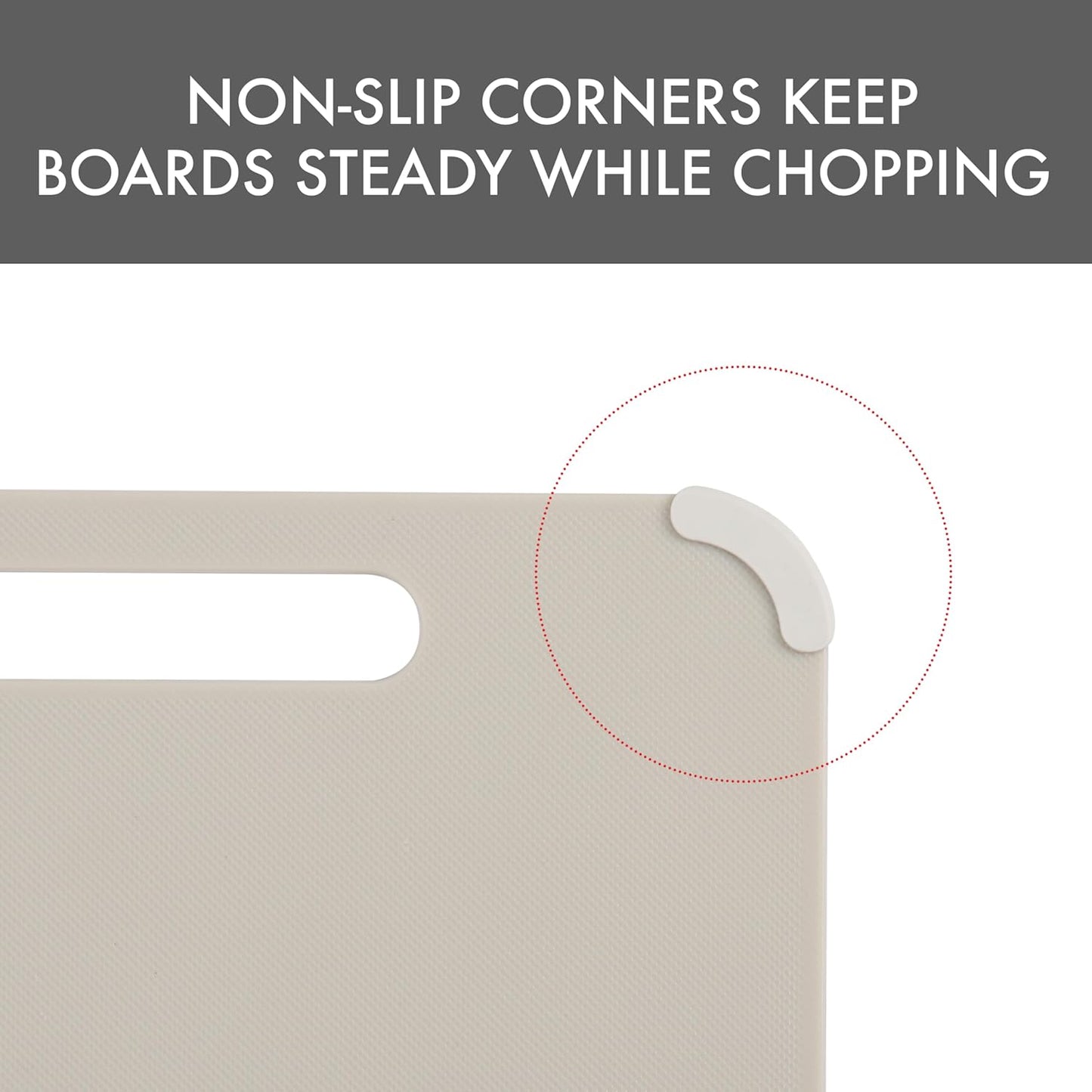 Dexas Fresh Prep 3-Pack Non-Slip Cutting Board Set – Dishwasher Safe Plastic Boards with Silicone Grip Corners & Handle, Sage (14.17" x 10.63", 12.6" x 9.06", 11.02" x 7.48")