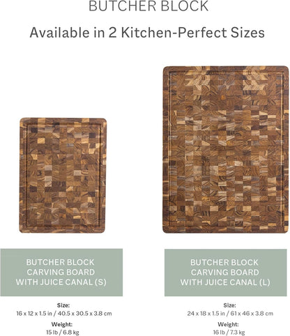 Teakhaus Butcher Block Cutting Board - Large Wooden Cutting Board - Holiday Gift Ideas for Men and Women - Gift-Ready End Grain Wood, Knife Friendly - FSC Certified