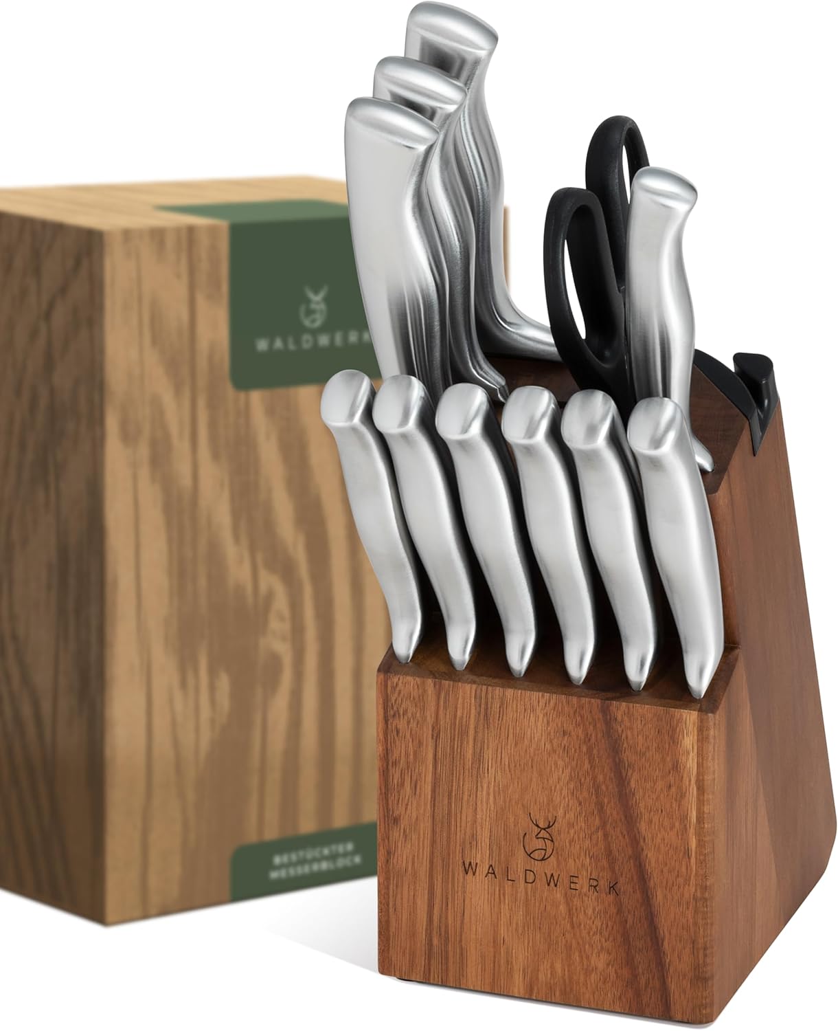 WALDWERK Premium Honing Rod - Honing Steel Made of Hardened Steel with Elegant Wooden Handle - 100% Plastic-Free Sharpening Steel for - Kitchen Knife Sharpener - Knife Sharpeners for Kitchen Knives