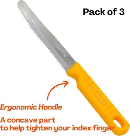 Round Tip Knife, Blunt Knife, Rounded Tip Knives for Cutting Fruit and Vegetable, Smooth Sharp Blade, Safety Knifes (Yellow)