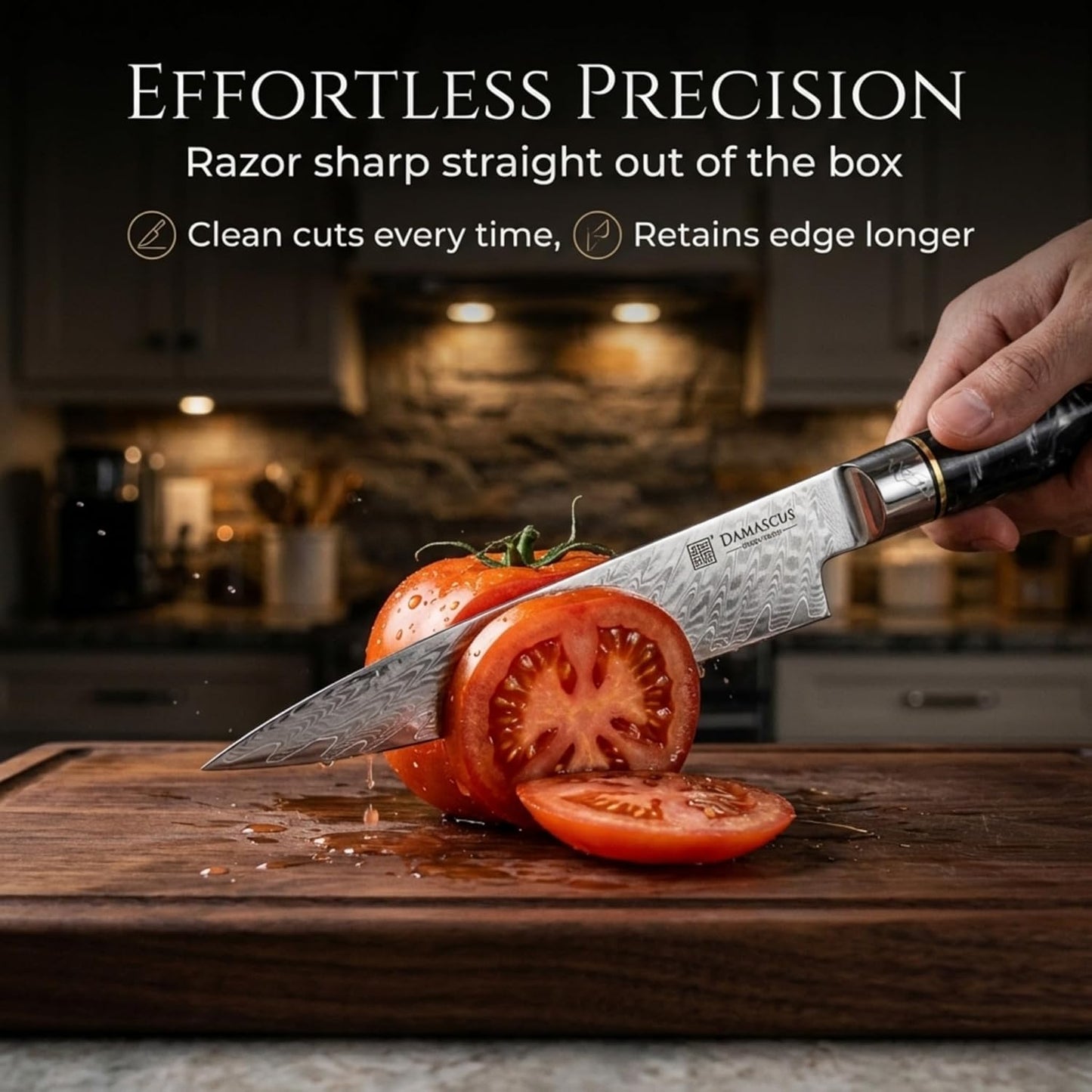 7” Nakiri Knife – Damascus Steel Kitchen Knife with 9Cr18MoV Core, Japanese Vegetable Chef Knife, Ultra Sharp Chopping Knife with Black Burl Wood Ergonomic Handle