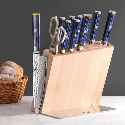 Cangshan KITA Series 12-Piece Knife Block Set, HUA Ash Wood Block, 501790 (Blue, 12pc)