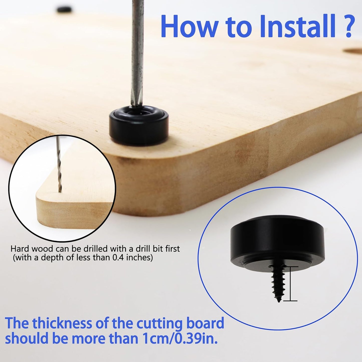 Pallet Metal Feet with Screws, 13/16" W x 3/8" H Butcher Block Non Slip Pads for Wood, Bamboo Cutting Board (Set of 8), Gold