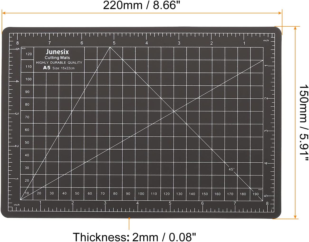 MECCANIXITY 6" x 8" Cutting Mats, Rotary Fabric Mat Self Recover Sewing Mat Double Sided for Hobbyist DIY Craft Creative Design, A5 Black White