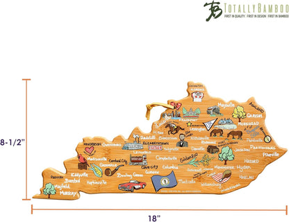 Totally Bamboo Tennessee State Shaped Cutting Board and Charcuterie Serving Platter with Artwork by Fish Kiss, Includes Hang Tie for Wall Display - Colors A