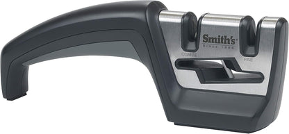 Smith’s 50101 Pull-Thru Knife & Scissor Sharpener – Black/Silver – Pull-Thru Knife Sharpener – Left & Right-Handed Scissor Sharpener – Coarse & Fine Sharpening Slots – Straight & Serrated Blades