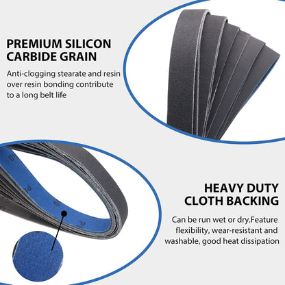 1x30 Inch Silicon Carbide Sanding Belts, 4 PCS Each of 80,120, 240, 400, 800,1000 Grits Knife Sharpening Belt Kits for 1 x 30 Inch Belt Sander, 24 Pack