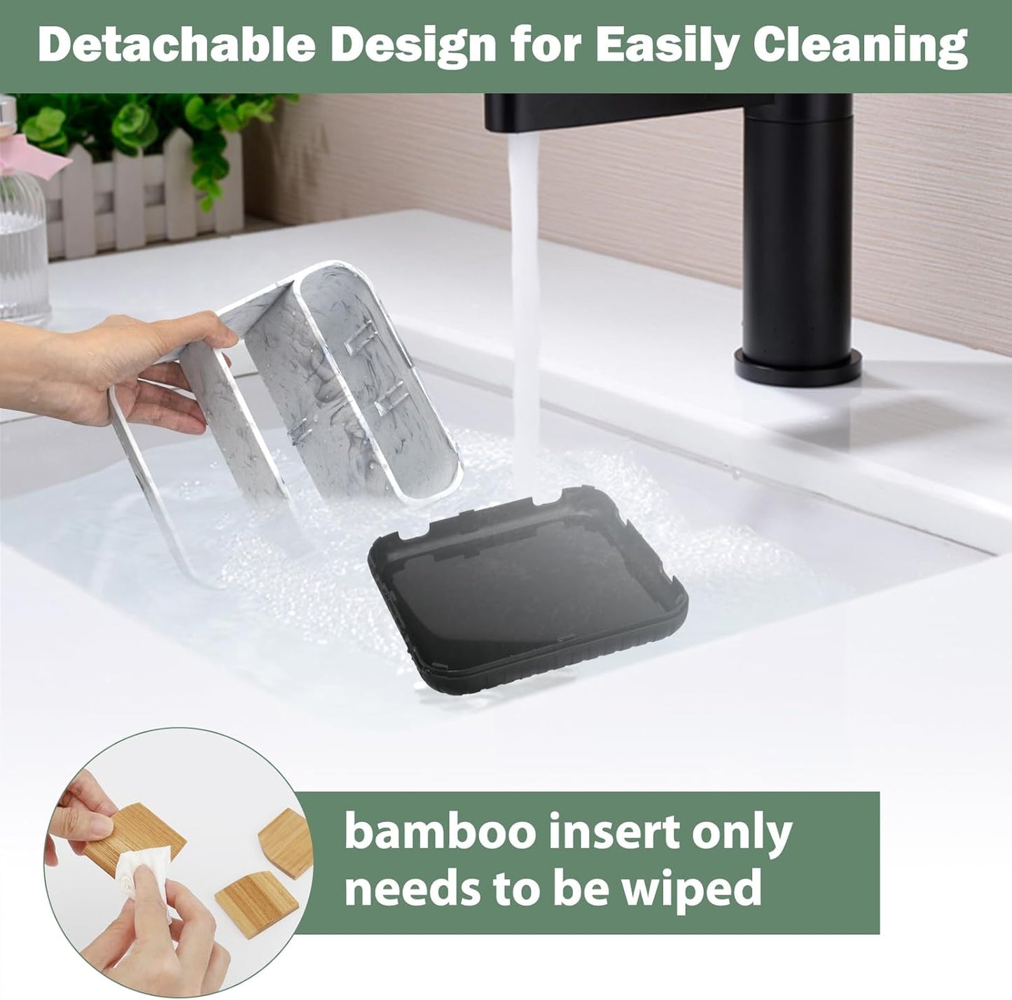 Chintu Toothbrush Holders for Bathrooms - 6 Slots Electric Tooth Brushing Holder, Bathroom Countertop Organizer for Kids Family, Marble Toothbrush and Toothpaste Holder Shower Storage Grey
