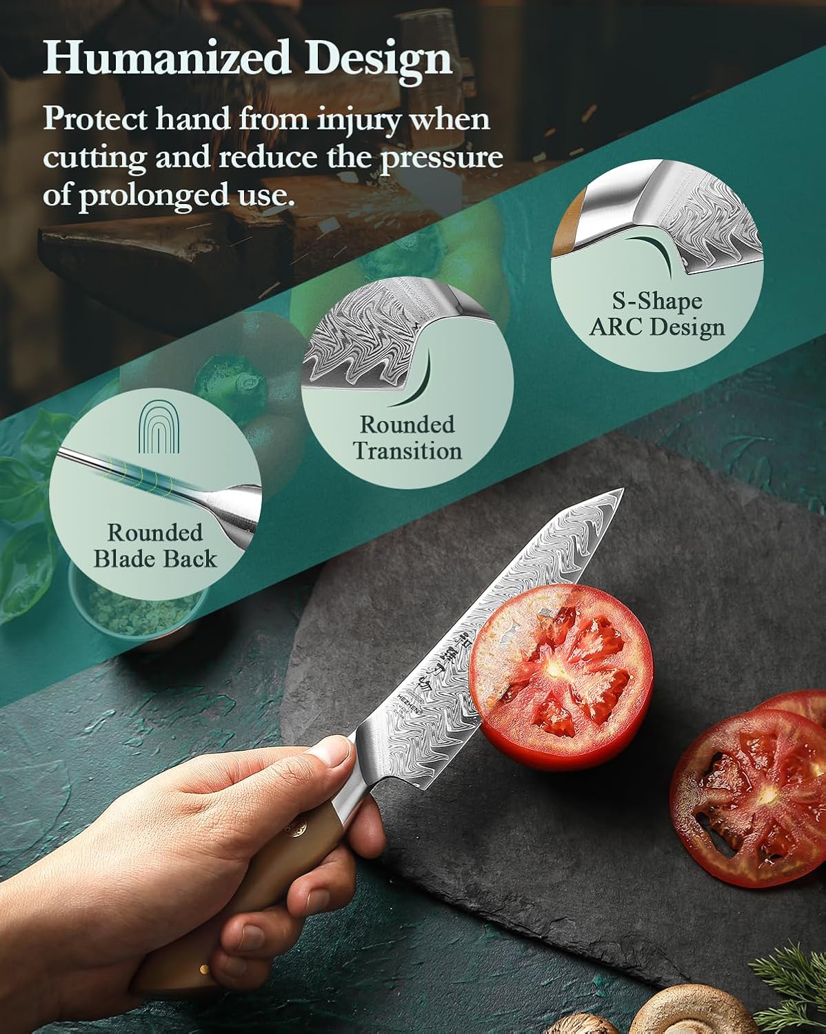 HEZHEN Damascus Chef Knife, 8.5 Inches, 67 Layers Damascus Steel, Professional Japanese Kitchen Knife for Chefs and Home Cooking, Ultra-sharp Blade with Linen Micarta Handle, Gift Packing