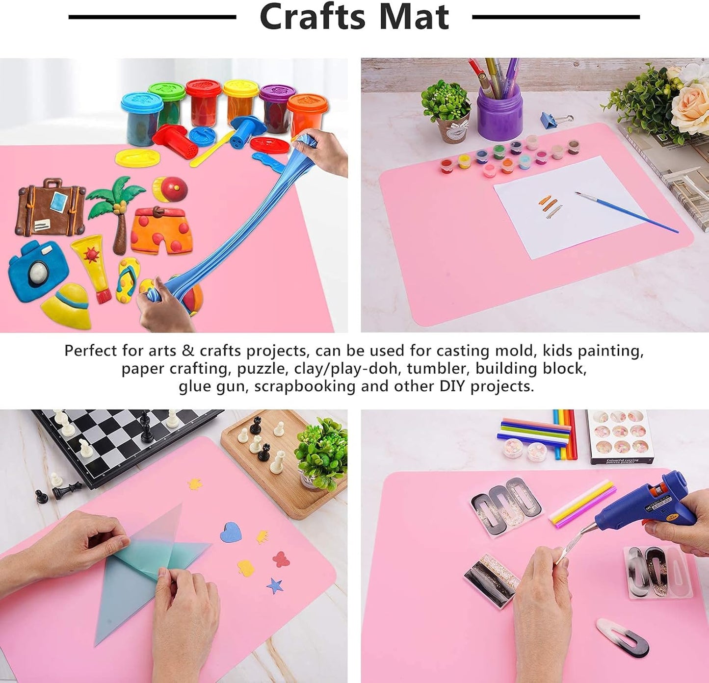 Gartful 2 Pack Silicone Crafting Mats, 15.7" x 11.8" Silicone Mat for Crafts, Large Heat Resistant Sheet for Jewelry Casting, Epoxy Resin, Painting, Counter Table Protector, Placemat, Nonstick, Black