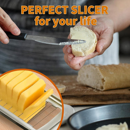ENLOY Stainless Steel Butter & Cheese Slicer - Multipurpose Food Cutter With Ergonomic Handle for Block Cheese - 1/4 Inch Slices on Average - Dishwasher Safe