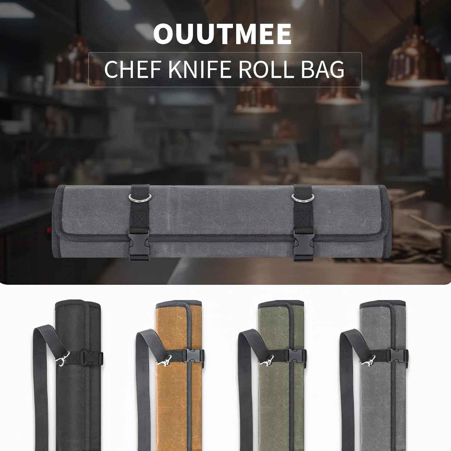 Chef Knife Roll Bag,Knife Roll Bag,Knife Bags for Chefs Professional,Knives Bag,Portable Chef Knife Cases with 14 Slots and Adjustable Shoulder Strap (Bag Only),Black