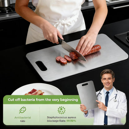 4PCS Titanium Cutting Board Set, 100% Pure Titanium Cutting Boards for Kitchen, Double-Sided Metal Chopping Board for Meat Fruit Vegetables, Dishwasher Safe & Non Toxic, Multi-Size for Home Camping