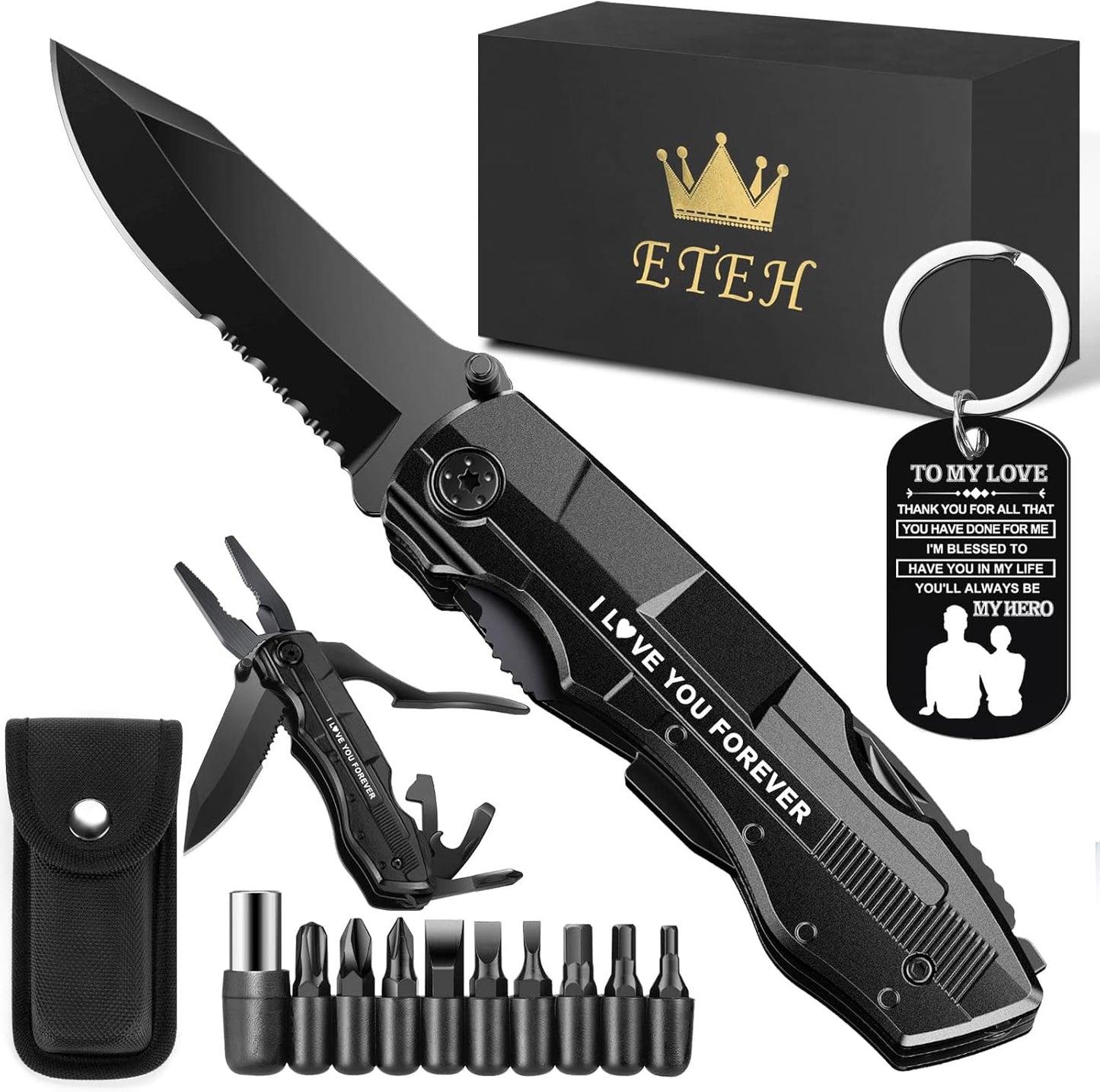 Gifts for Men Him Dad Boyfriend,Multitool Pocket Knife for Men,Anniversary Christmas Gifts for Birthday,Hiking Camping Knife with Screwdrivers Pliers Bottle Opener