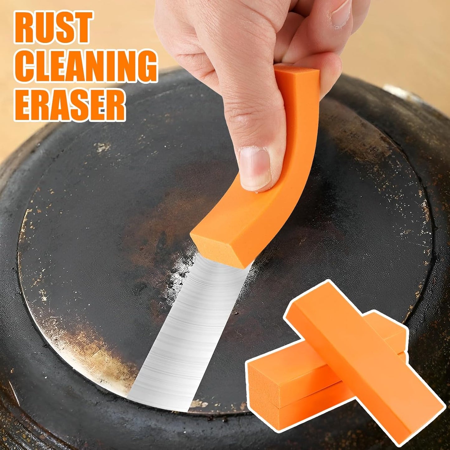 8Pcs Stainless Steel Decontamination Eraser Stainless Steel Stain Remover Reusable Rust Cleaning Eraser Multifunctional Easy Limescale Eraser for Kitchen Bathroom Pan Pot Counter