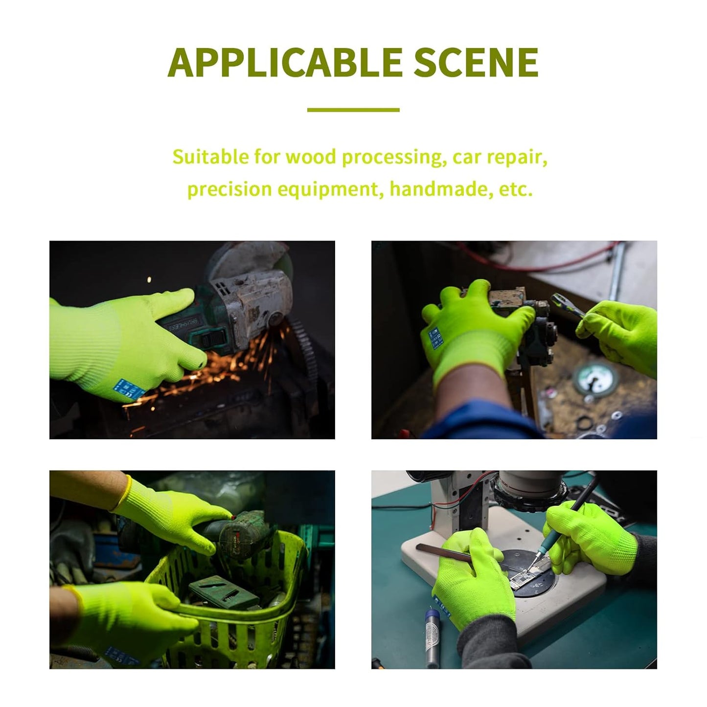 6 Pairs Cut Resistant Gloves, CE Level 3 ANSI CUT 3 Protective Cutting Work Gloves for Women and Men, Firm Grip Construction Mechanics Gloves and Gardening Gloves(Yellow,XL)