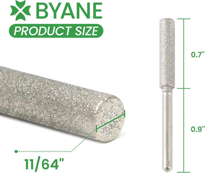 Byane Diamond Chainsaw Sharpening Bits - 5/32''(4.0mm) Carbide Chain Grinding Stones 10PCS, Optimized for Carbide & Standard Chains, Electric Grinder Replacement