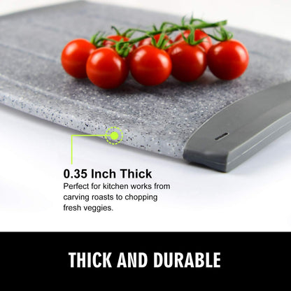 Small Plastic Cutting Board Set of 2, Mini Cutting Board for Small Kitchen Tasks, Non Slip Edges, Unique Design with Multiple Juice Grooves! BPA Free, Non-Porous, Dishwasher Safe (9.84" x 7.48")