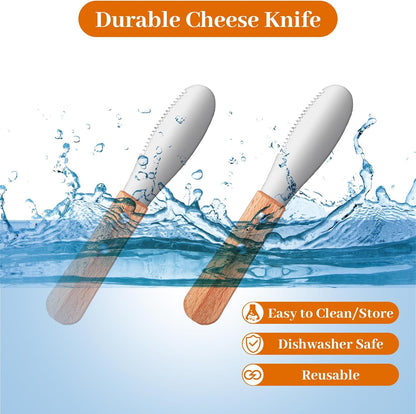 Ouligay 2 Pcs Butter Knife Spreader, Stainless Steel Butter Knife with Grater Blade for Spreading and Slicing, Corrosion-Resistant Finish, Easy-Grip Handle for Cheese Sandwiches (7.52 In)