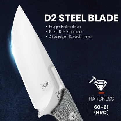 Kizer Cabox Fixed Blade Knife, 3.36" D2 Steel Fixed Blade Hunting Knife G10 Handle with Sheath, Survival Camping Knives 1048A3