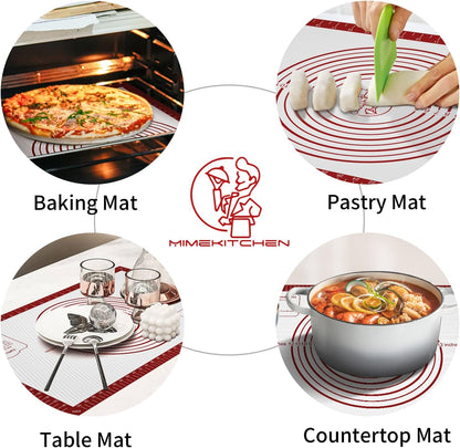 Silicone Baking Mat, Non Stick Pastry Mat Sheet for Dough Rolling, Nonslip Fondant/Pie Crust Mat, Counter Mat Oven Liner Mat for Making Cookies Macarons Bread Baking Supplies Extra Large 26 x 16 Inch